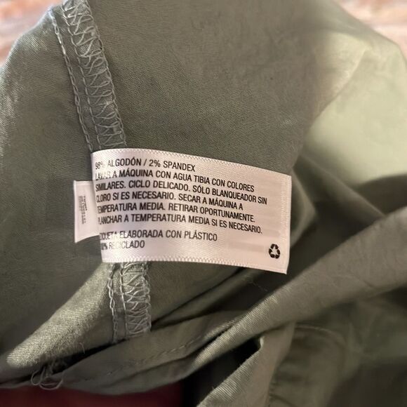 Ava & Viv Oversized Sage Green Stretch Cotton Button Down Shirt - Picture 8 of 8